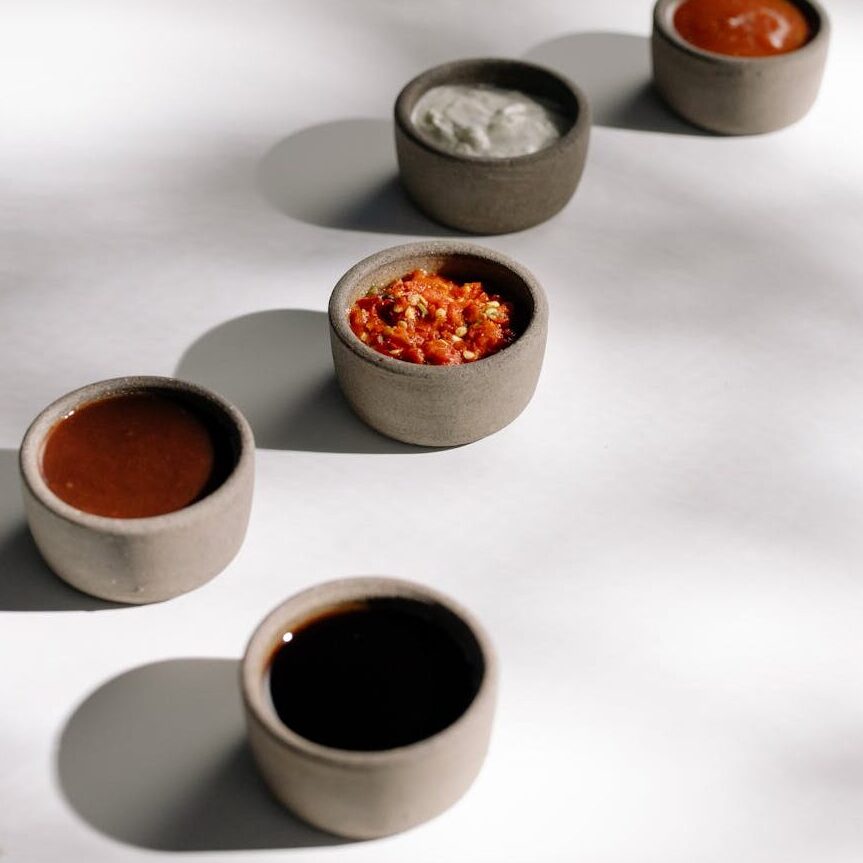 bowls with different sauces
